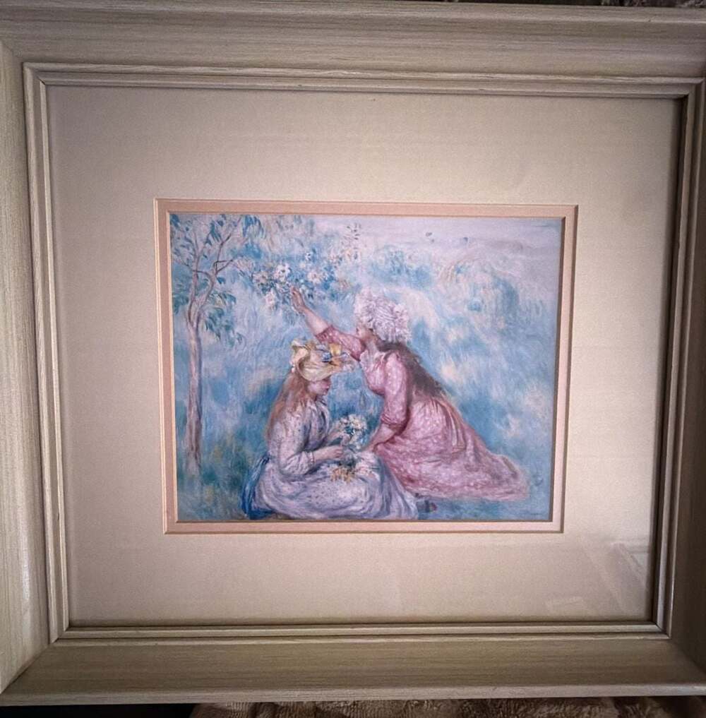 Pierre-Auguste Renoir 'Girls Picking Flowers in a Meadow' Framed Art Print